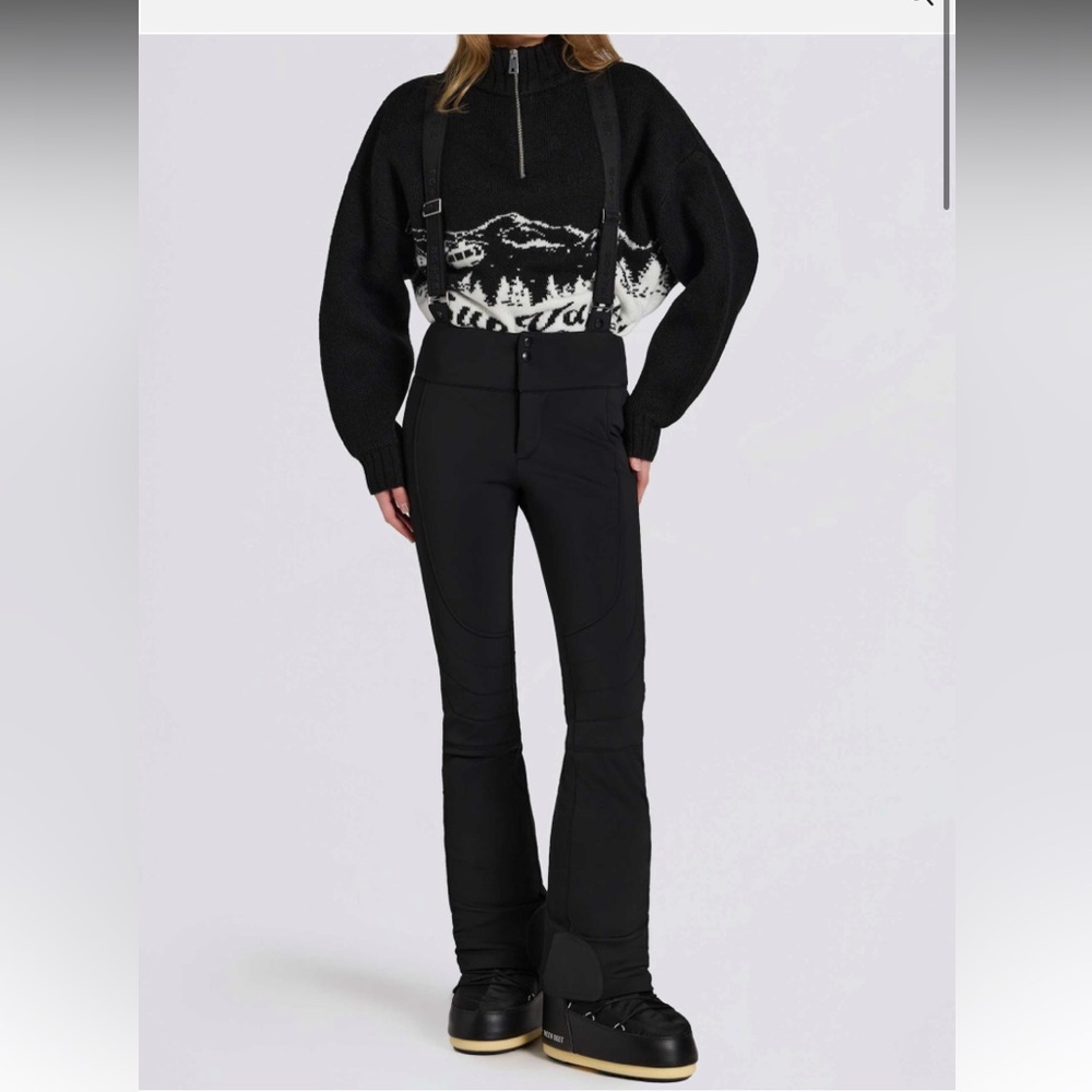 Waterproof High-rise Pants With Suspenders In Black